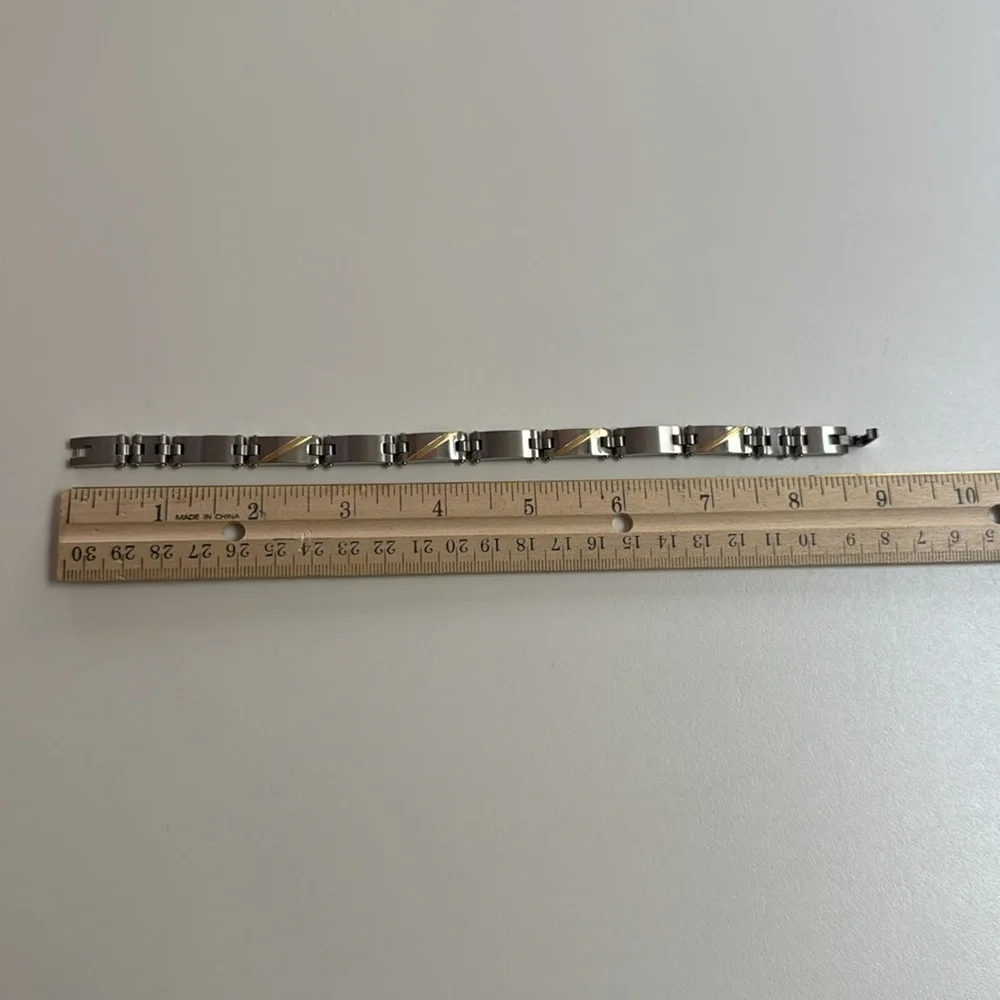 Men’s Stainless Steel / 14k Yellow Gold Link Bracelet